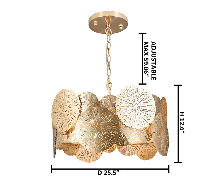 Round Copper Petal Leaf Ceiling Fixture with Bottom Acrylic Cover by Bethel - view 4