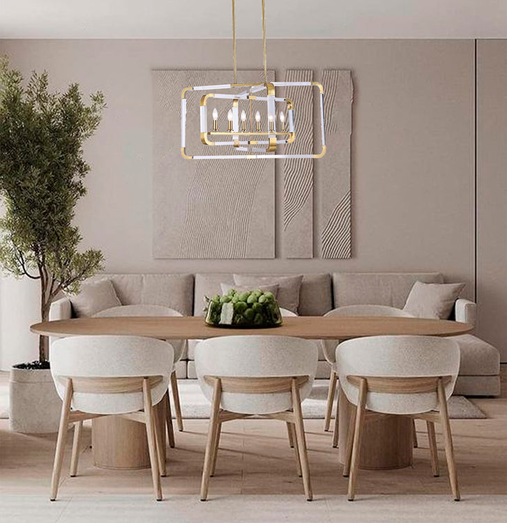 Metal Frame Rectangular Shaped Ceiling Fixture with Clear Acrylic Arms Arms
