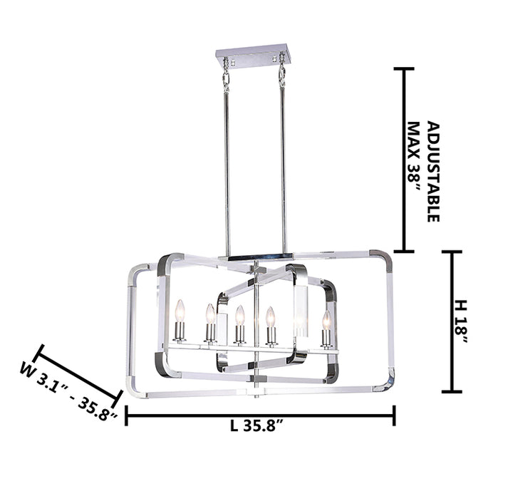 Metal Frame Rectangular Shaped Ceiling Fixture with Clear Acrylic Arms Arms