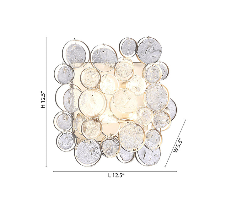 Matte Nickel Metal Frame Wall Sconce with Clear Rippled Glass Drops by Bethel - view 6