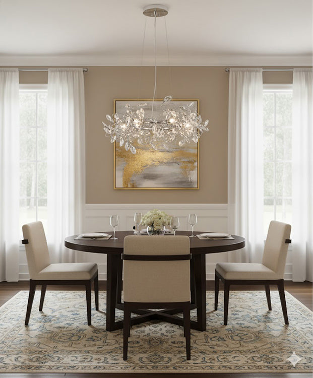 Round Chrome Frame Branch Chandelier with Clear Crystals by Bethel - view 5