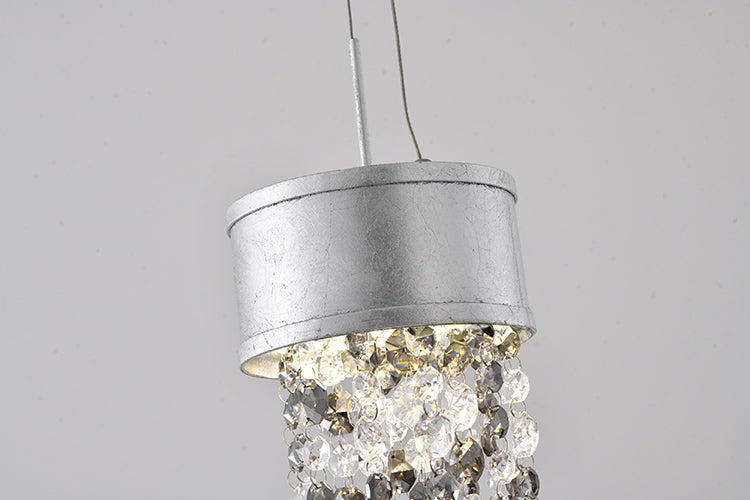 Leaf Framed Pendant Light with Clear &amp; Champagne Hanging Crystals