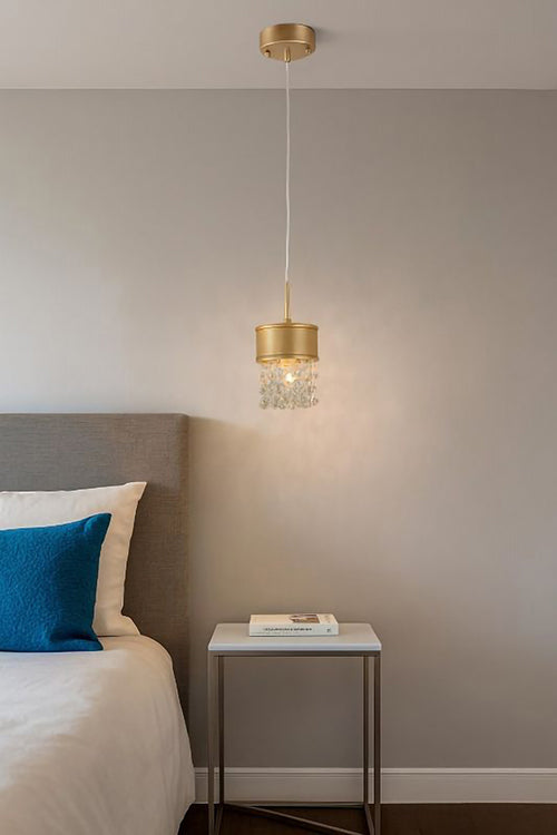 Leaf Framed Pendant Light with Clear &amp; Champagne Hanging Crystals