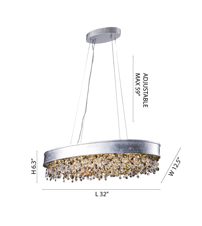 Leaf Round Frame with and Clear Hanging Crystals Chandelier by Bethel - view 12