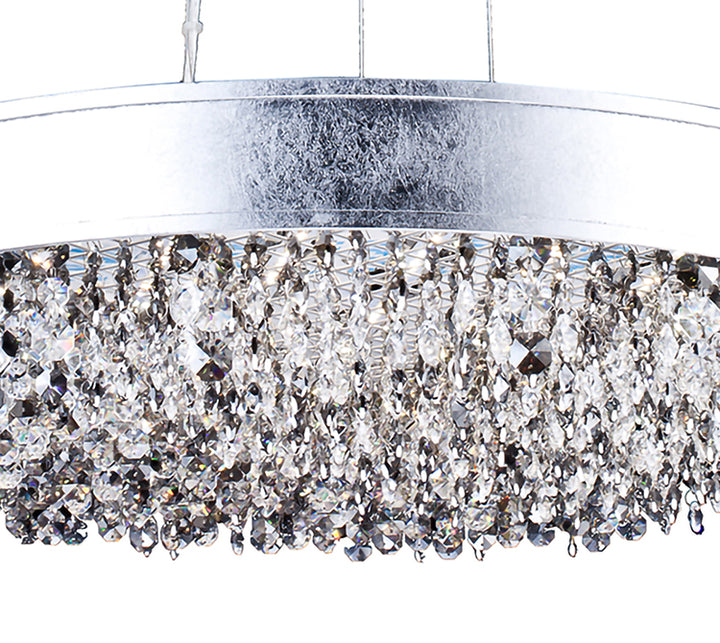 Leaf Round Frame with and Clear Hanging Crystals Chandelier by Bethel - view 2