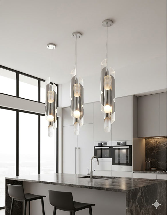 Stainless Steel Pendant Light with Clear Glass Shade by Bethel - view 12