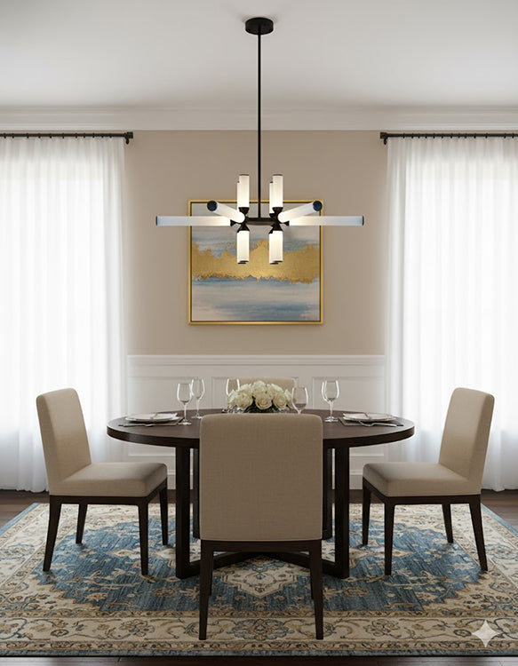 Aluminium Frame Chandelier with Glass Shades by Bethel - view 13