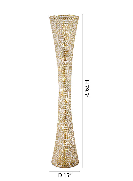 Clear Crystal Beaded Frame Floor Lamp with Hardware by Bethel - view 9