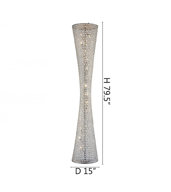 Clear Crystal Beaded Frame Floor Lamp with Hardware by Bethel - view 3