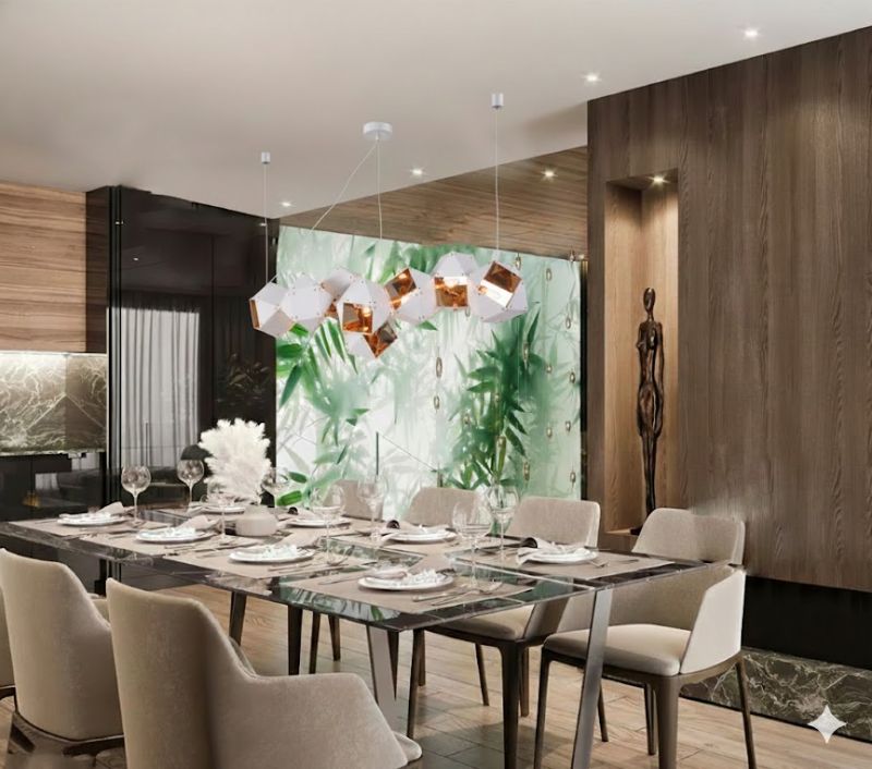 Block Framed Chandelier with Reflective Interior by Bethel - view 15
