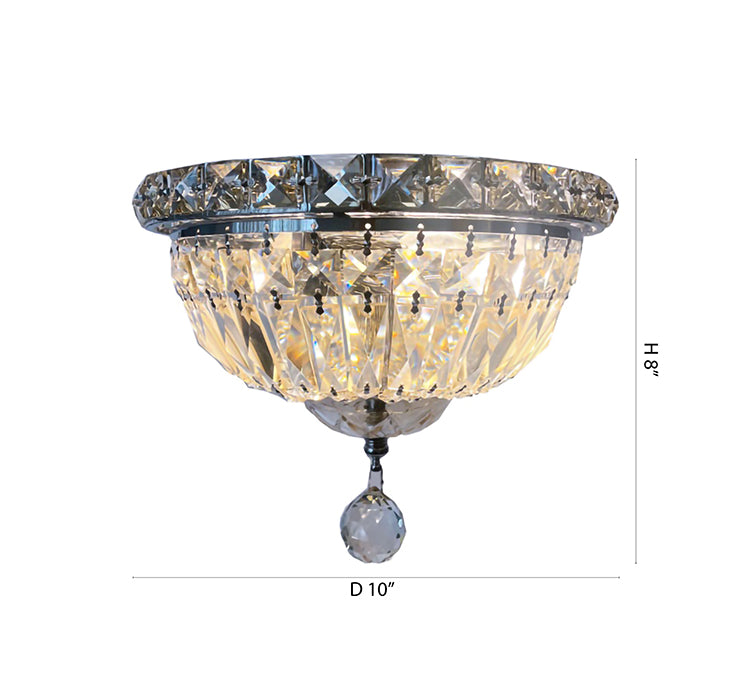 Clear &amp; Light Amber Crystal Flush Mount with Chrome Hardware