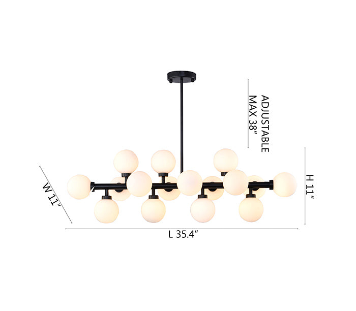 Metal Frame Chandelier with Milk Glass Shades by Bethel - view 4