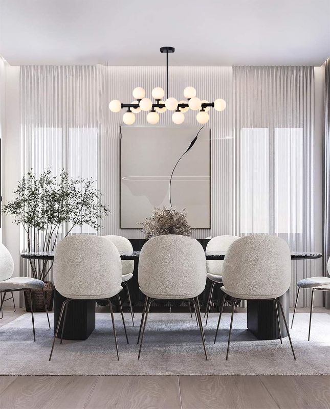 Metal Frame Chandelier with Milk Glass Shades by Bethel - view 5