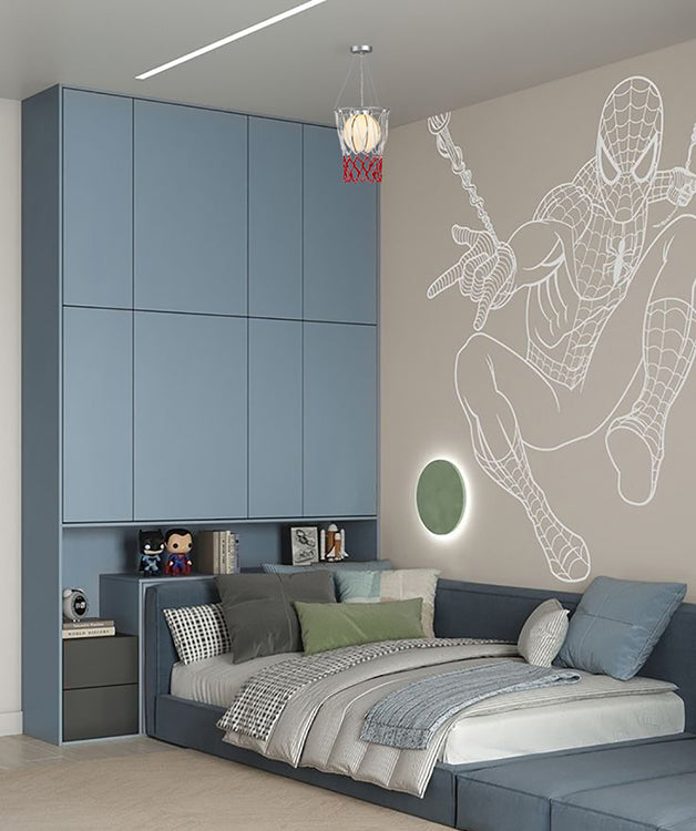White Glass with Black Accents Basketball Ceiling Fixture with Red &amp; White