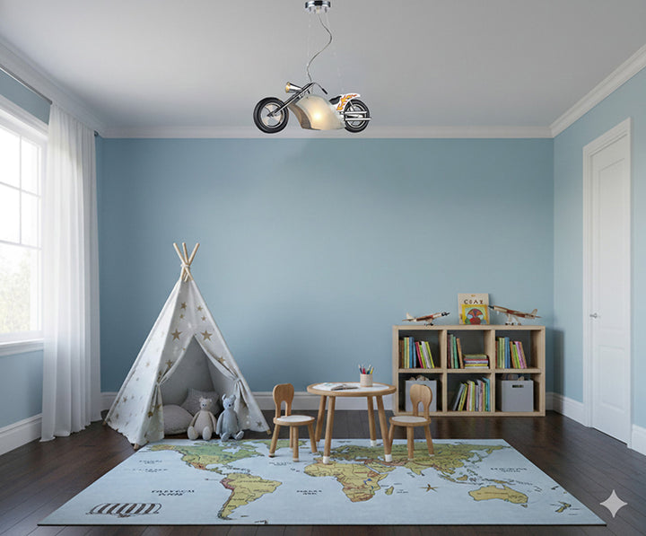Motorcycle Light Fixture with Frosted Glass Shade &amp; Chrome Hardware
