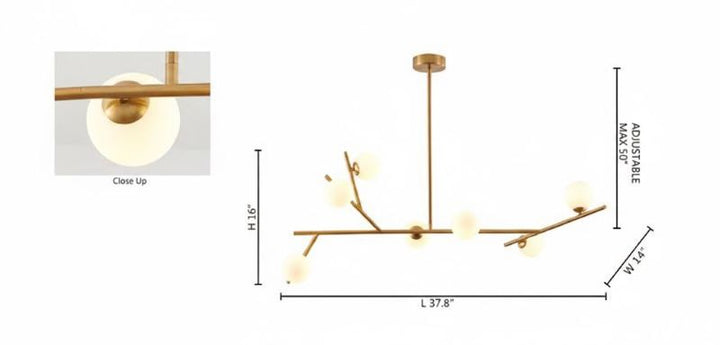 Branch Chandelier with Glass Shades by Bethel - view 4
