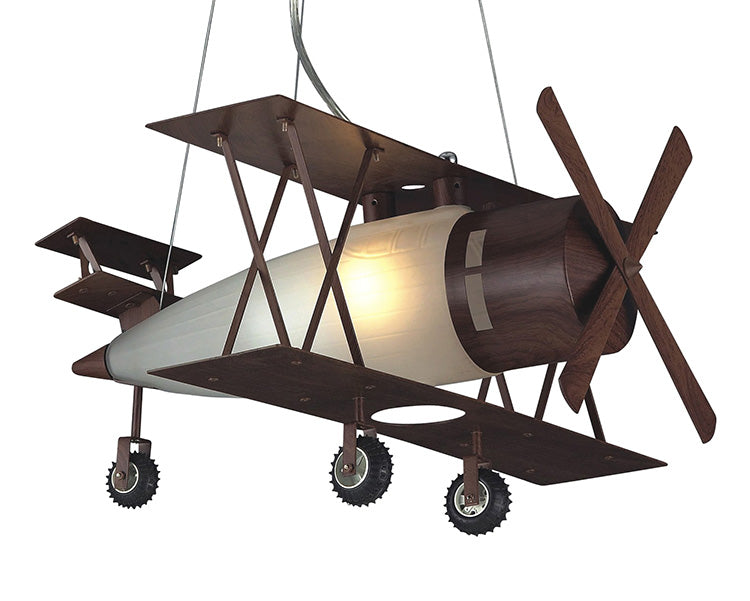 Brown Airplane Light Fixture with Frosted Glass by Bethel - view 2