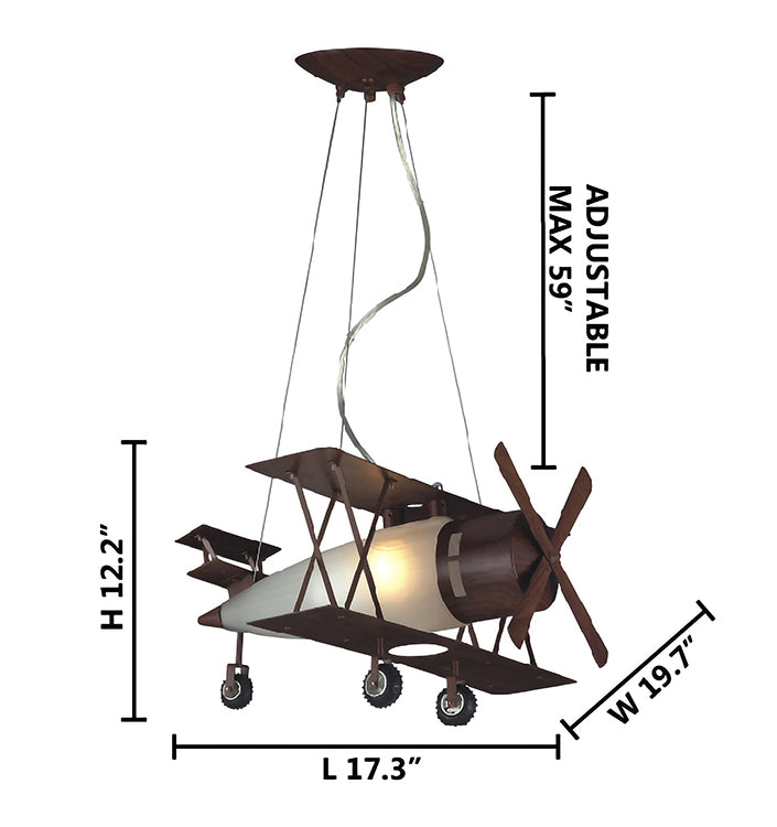 Brown Airplane Light Fixture with Frosted Glass by Bethel - view 3