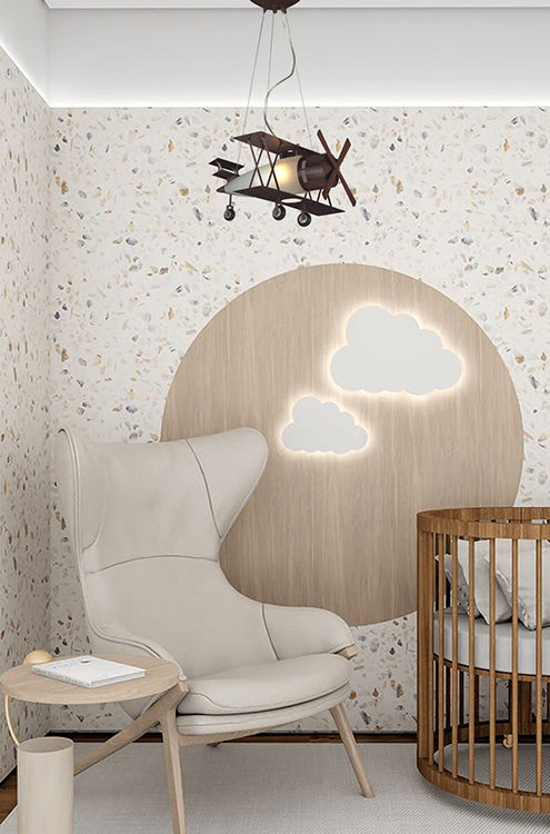 Brown Airplane Light Fixture with Frosted Glass by Bethel - view 4