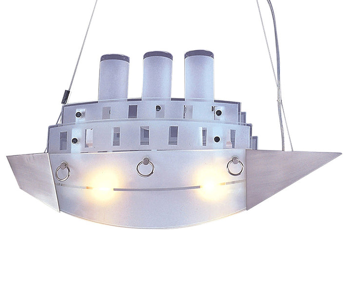 Frosted White Glass with Silver Trim Ship Light Fixture by Bethel - view 2