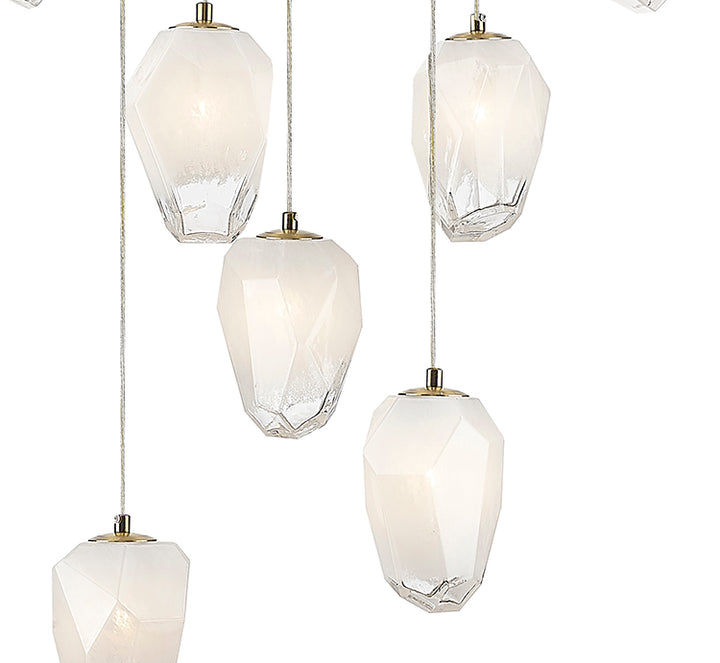 Round Flushed Chandelier with Hanging Glass Pendants (YS99) by Bethel - view 12