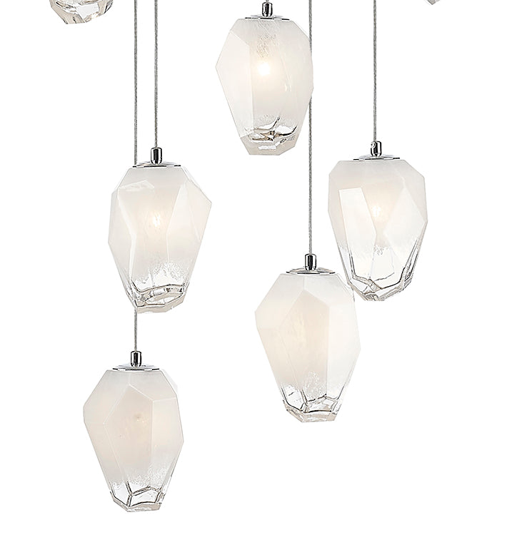 Round Flushed Chandelier with Hanging Glass Pendants (YS99) by Bethel - view 9