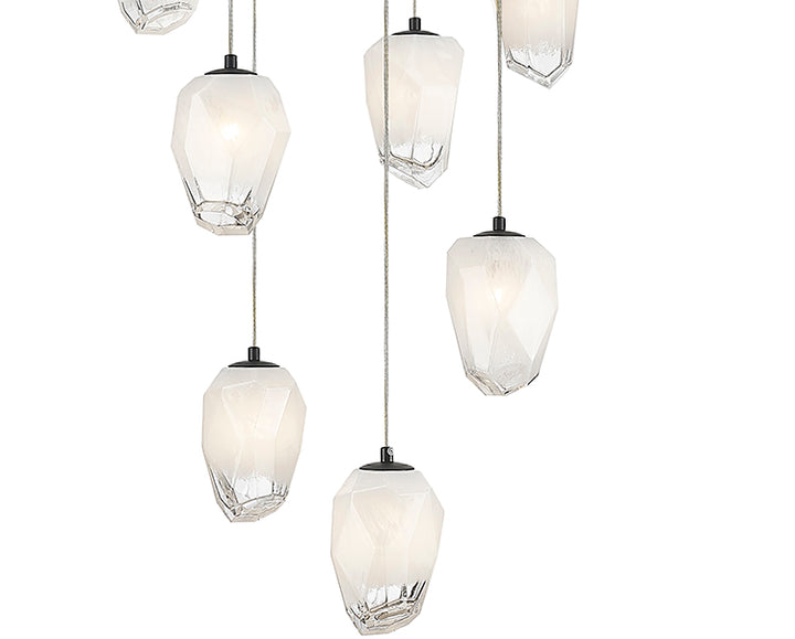 Round Flushed Chandelier with Hanging Glass Pendants (YS99) by Bethel - view 4