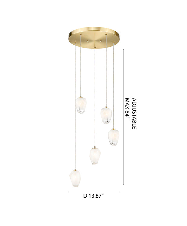 Round Frame Chandelier with Hanging Glass Pendants by Bethel - view 7