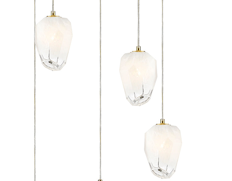 Round Frame Chandelier with Hanging Glass Pendants by Bethel - view 8