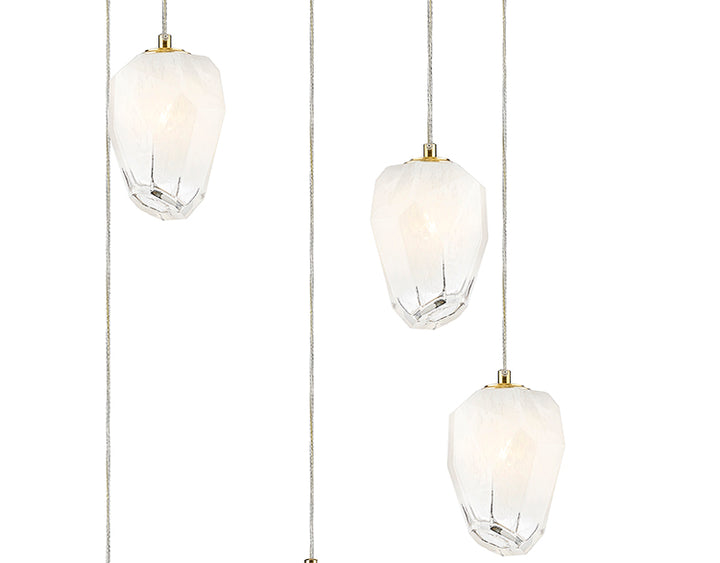 Round Frame Chandelier with Hanging Glass Pendants by Bethel - view 8