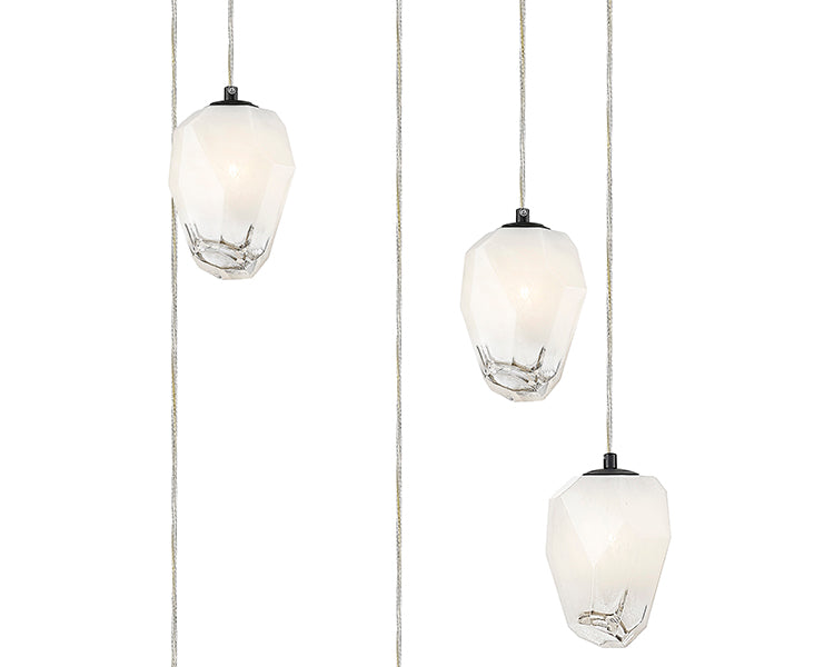 Round Frame Chandelier with Hanging Glass Pendants by Bethel - view 4