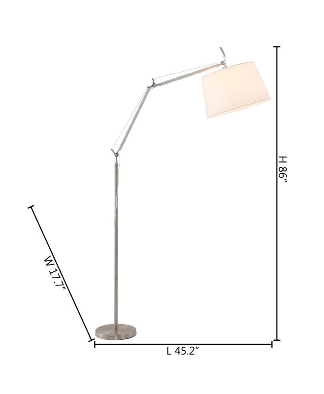 White Linen Drum Shade Floor Lamp with Chrome Hardware by Bethel