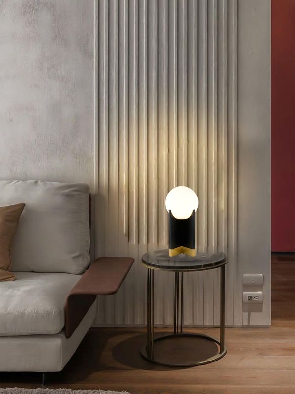 Satin Brass Glass Table Lamp by Bethel - view 5