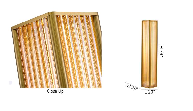 Satin Brass Glass Floor Lamp by Bethel - view 4