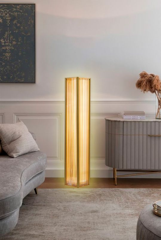 Satin Brass Glass Floor Lamp by Bethel - view 5
