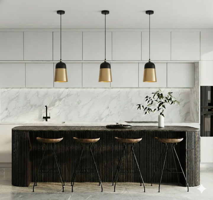 Aluminium Trim Shade Single Pendant Light by Bethel - view 5