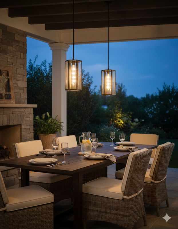 Black Glass Outdoor Pendant by Bethel - view 5