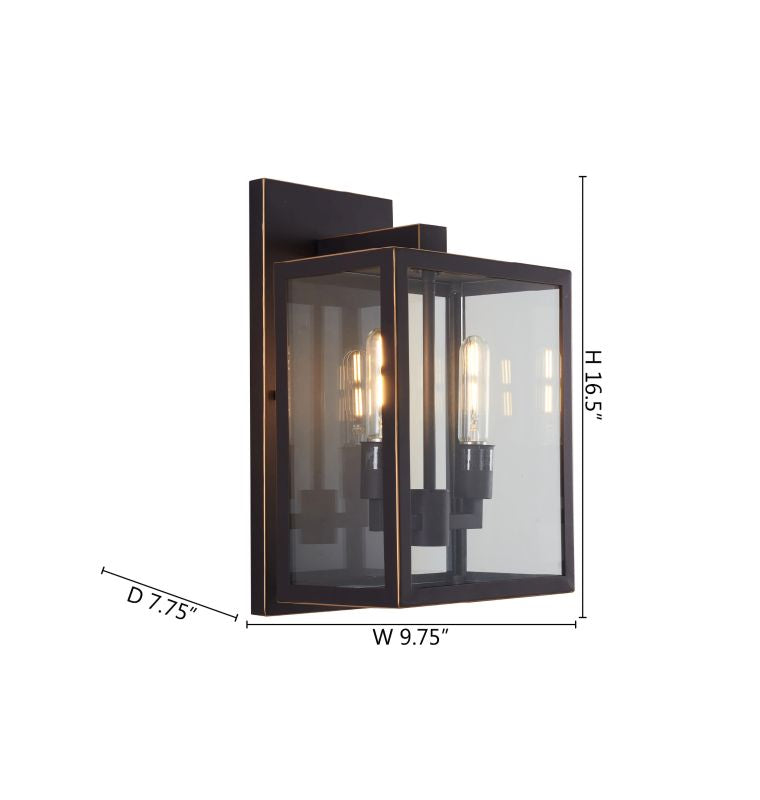 Oil Bronzed Framed Outdoor Wall Sconce with Edges and Clear by Bethel - view 9