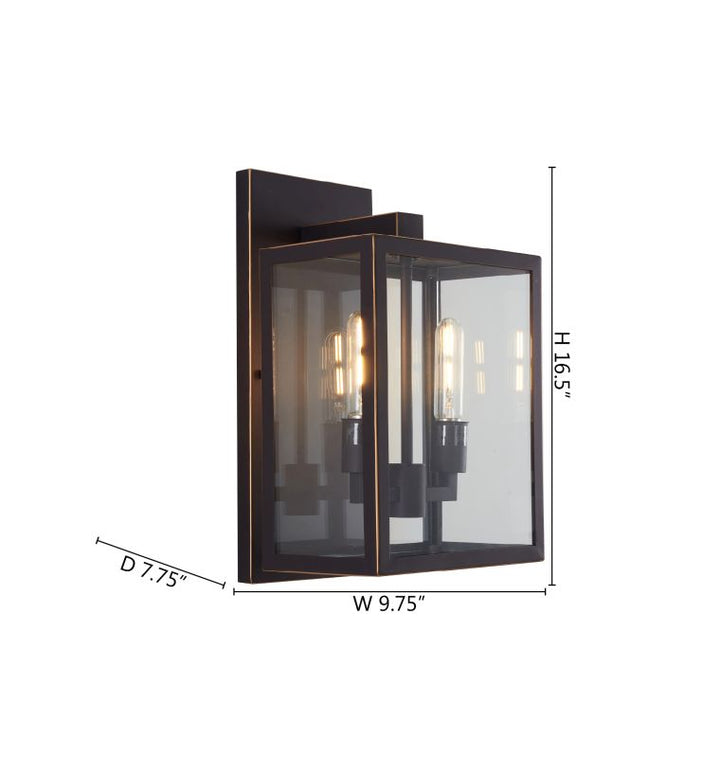 Oil Bronzed Framed Outdoor Wall Sconce with Edges and Clear by Bethel - view 9