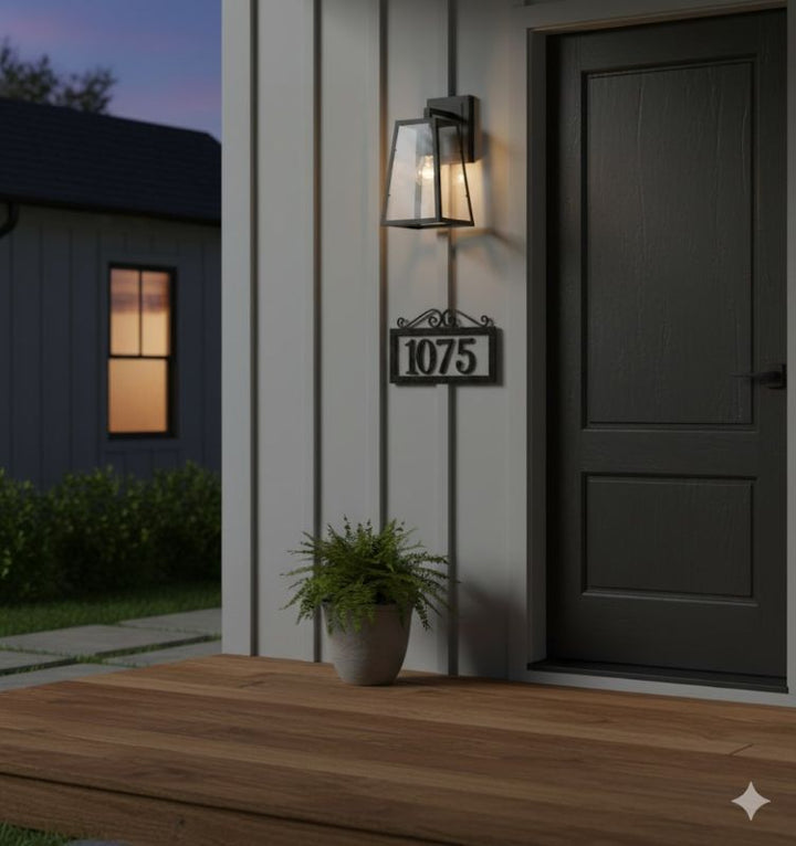 Black Framed Wall Sconce with Clear Glass Shade by Bethel - view 5