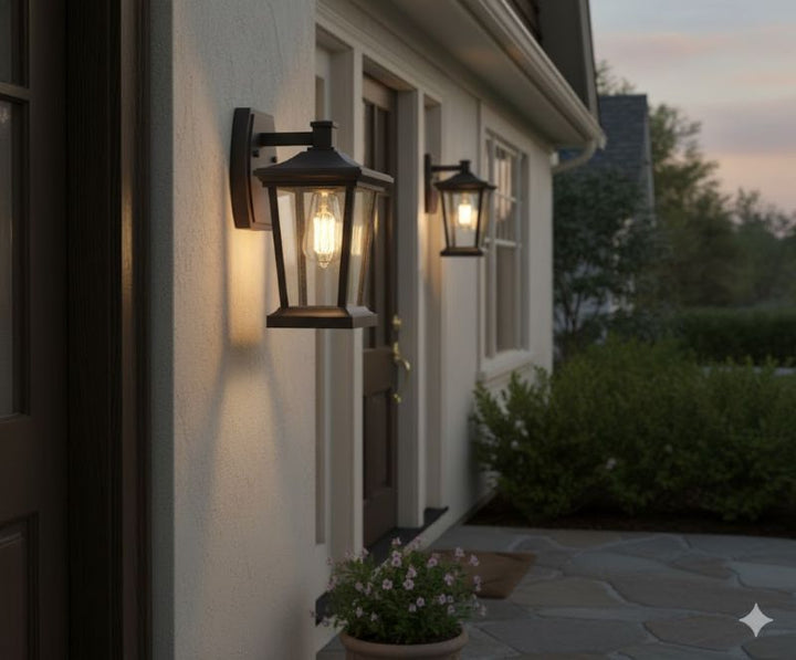 Outdoor Wall Sconce in a Old Finish and Clear Glass Shade by Bethel - view 5