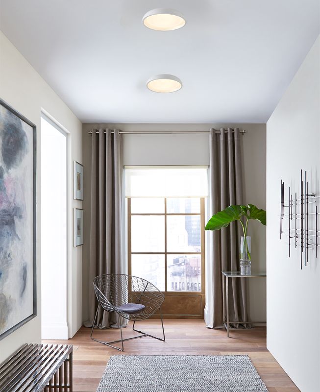 White Metal Flush Mount with Acrylic Diffuser by Bethel - view 4