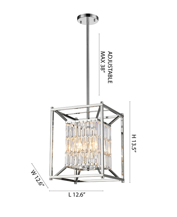 Cage Pendant Light with Clear Hanging Crystals by Bethel - view 8