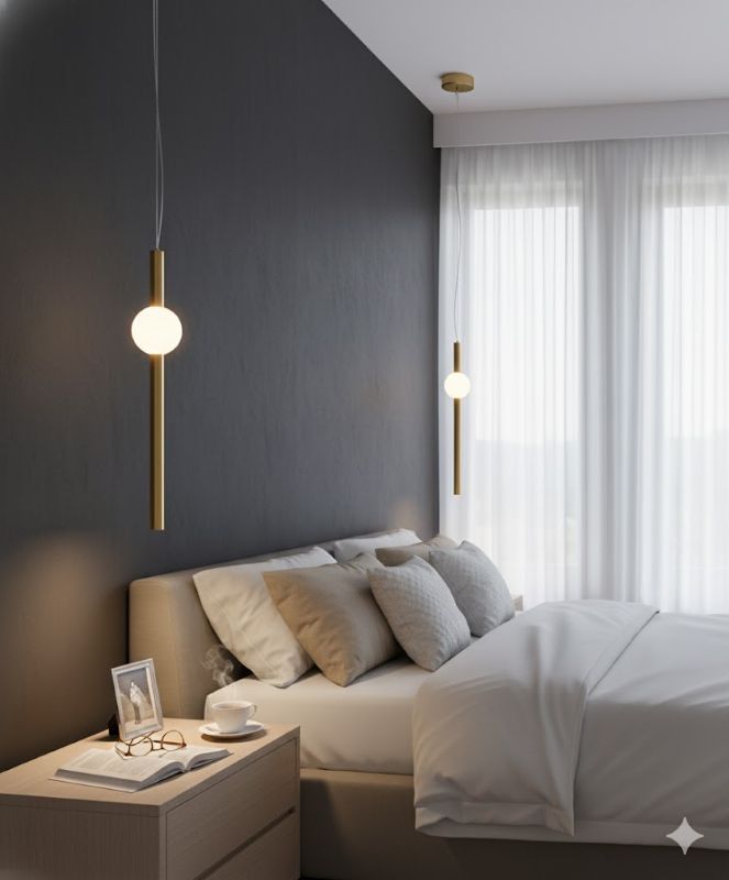Gold Frame LED Pendant Light with White Acrylic Shade by Bethel - view 4