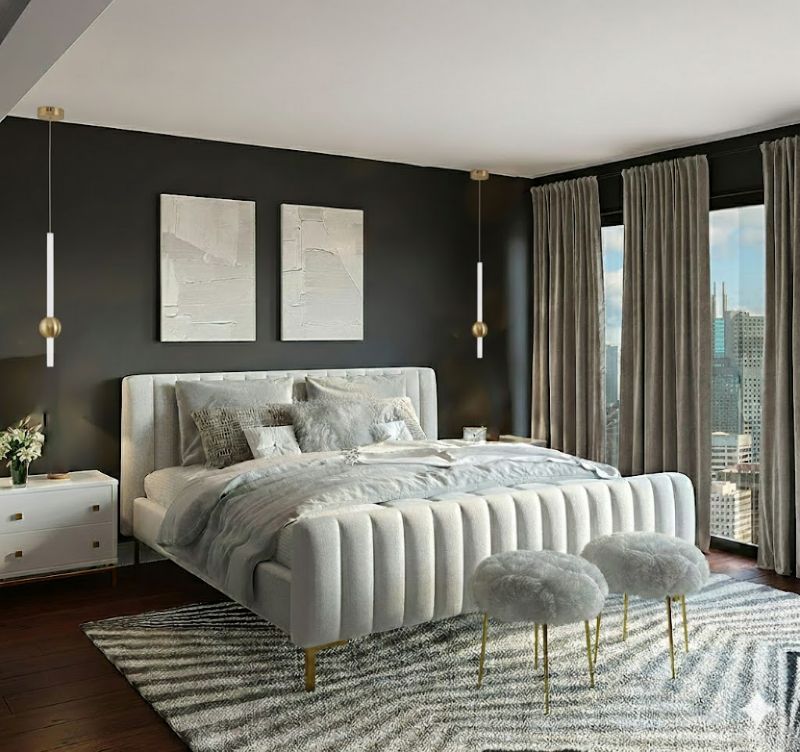 Gold Frame LED Pendant Light with White Glass Shade by Bethel - view 4
