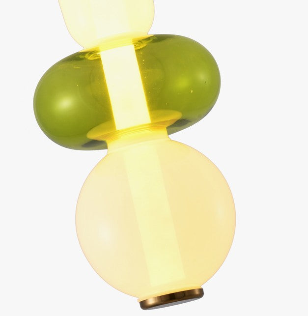 White &amp; Green Glass LED Pendant Light with Gold Hardware