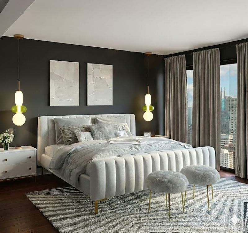 White &amp; Green Glass LED Pendant Light with Gold Hardware