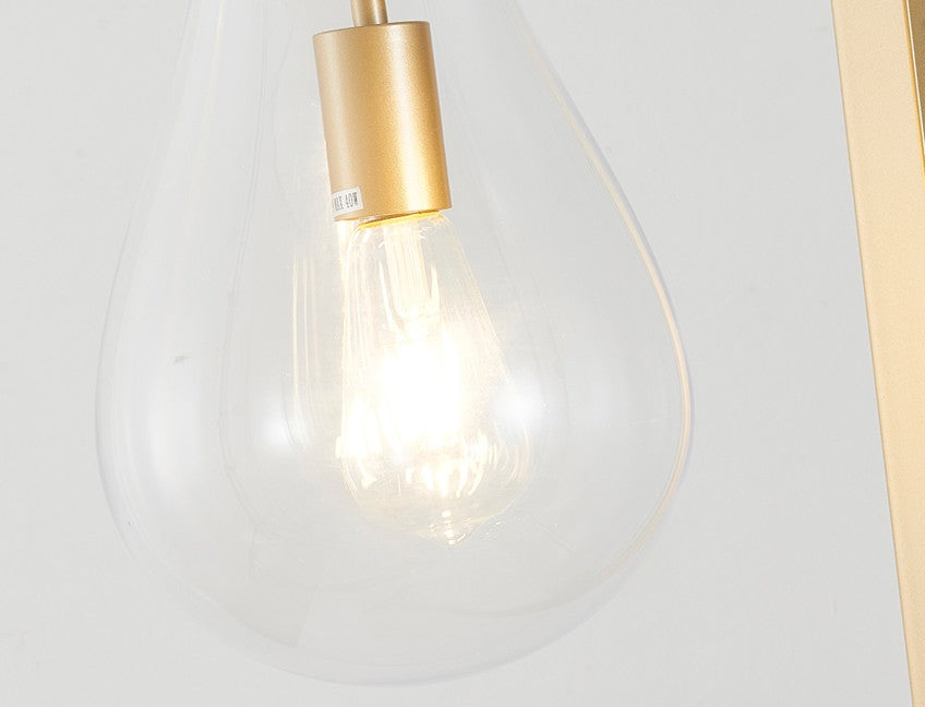 Brass Metal Color Frame Floor Lamp with Clear Tear Drop Glass Shade by Bethel - view 2