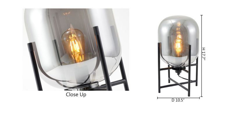 Matte Black Smoke Glass Glass Table Lamp