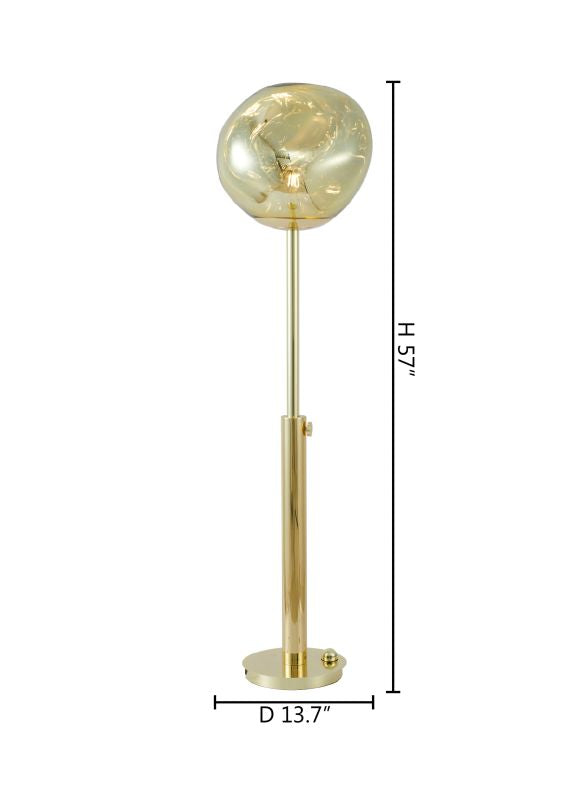 Gold Orb Acrylic Shade Floor Lamp with Gold Hardware by Bethel - view 2